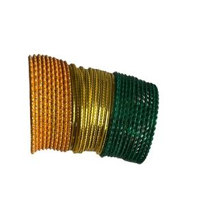 Green, gold & orange set of 34 Metal Bracelets, BNWOT